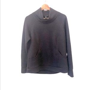 JONES NEW YORK Quilted Black Cowl Pullover